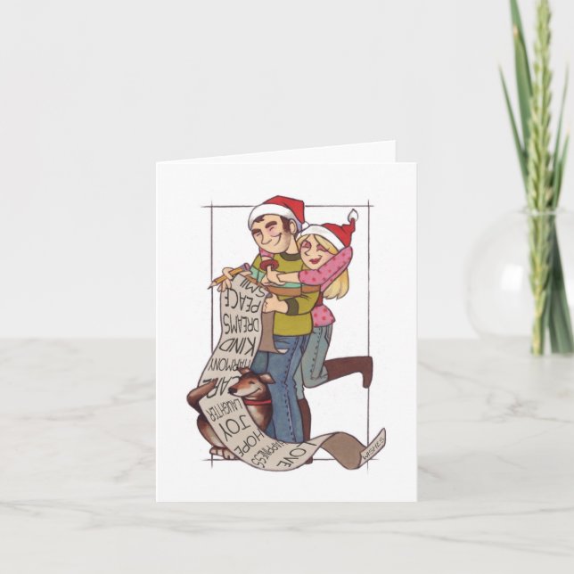 Couple Christmas Wish List Notecard (Front)