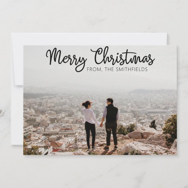 Couple City Adventure Christmas Holiday Card (Front)