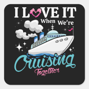 Couple Cruising Together Vacation Cruise Ship Square Sticker