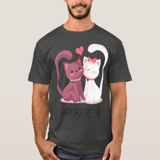 Couple cute cats with happy valentines day  T-Shirt