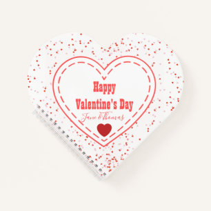 Couple Cute Red Heart Modern Happy Valentines Day Notebook