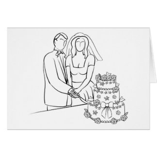 Couple Cutting Wedding Cake Sketch