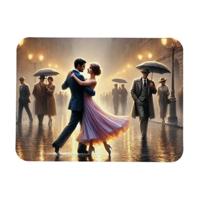 Couple dancing in the rain magnet (Horizontal)