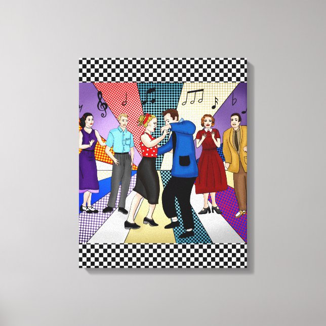 Couple Dancing  | Retro Nostalgic 1950's   Canvas Print (Front)