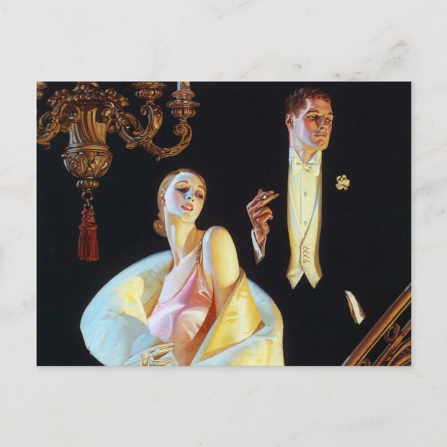 Couple Descending Staircase, 1923 by Leyendecker Postcard (Front)