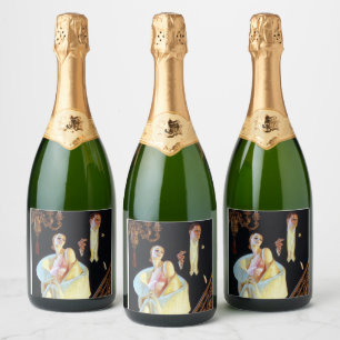 Couple Descending Staircase, 1923 by Leyendecker Sparkling Wine Label