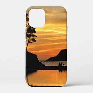 Couple & Dog Orange Beach Sunset California Coast iPhone 12 Mini Case