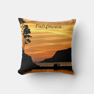 Couple & Dog Romantic Beach Coast Sunset Cushion