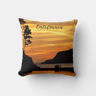 Couple & Dog Romantic Beach Coast Sunset Cushion