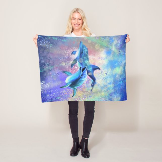 Couple Dolphin Baby Fleece Blanket (In Situ)