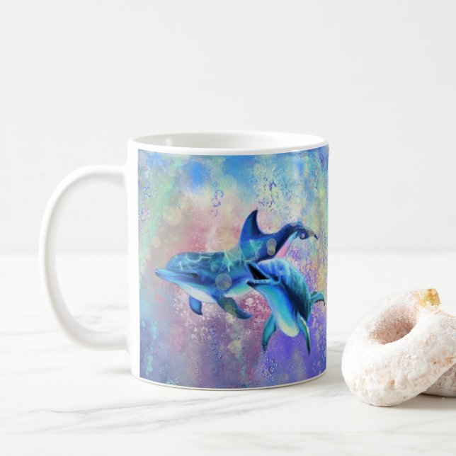 Couple Dolphin Coffee Mug (With Donut)