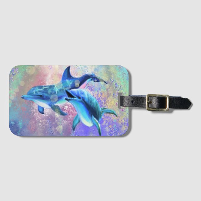 Couple Dolphin Luggage Tag (Front Horizontal)