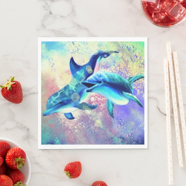 Couple Dolphin Napkins Happy Family (Insitu)