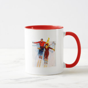 Couple Downhill Skiing Mug