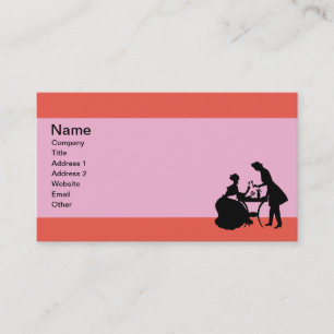 Couple Drinking Wine at Table Red Pink Business Card