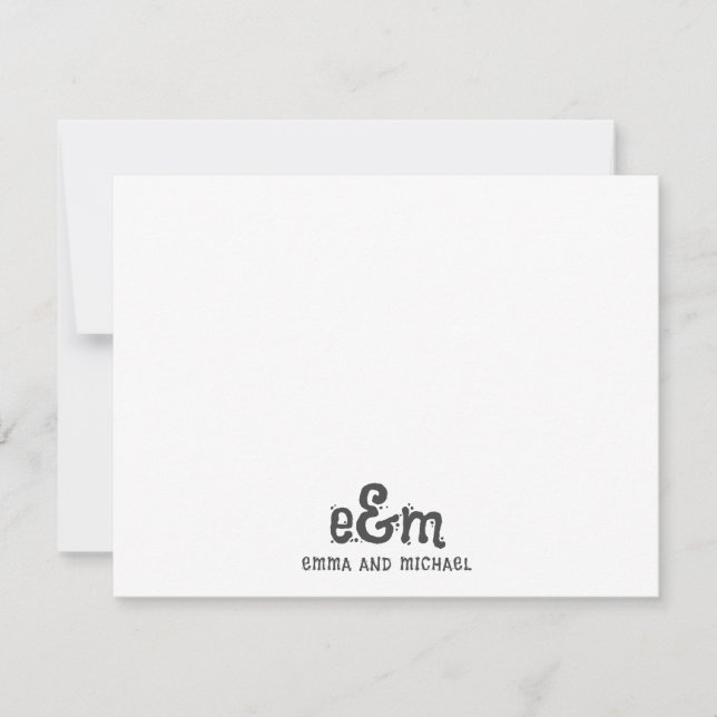 Couple Edgy Woodblock Grunge Note Card  (Front)