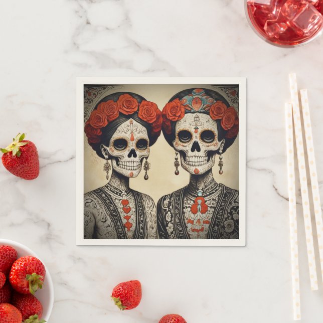 Couple el Día de los Muertos Napkin (Insitu)