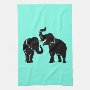 Couple Elephant Kitchen Towel - Choose Colour