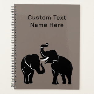 Couple Elephant Planner Custom Text Name and Colou