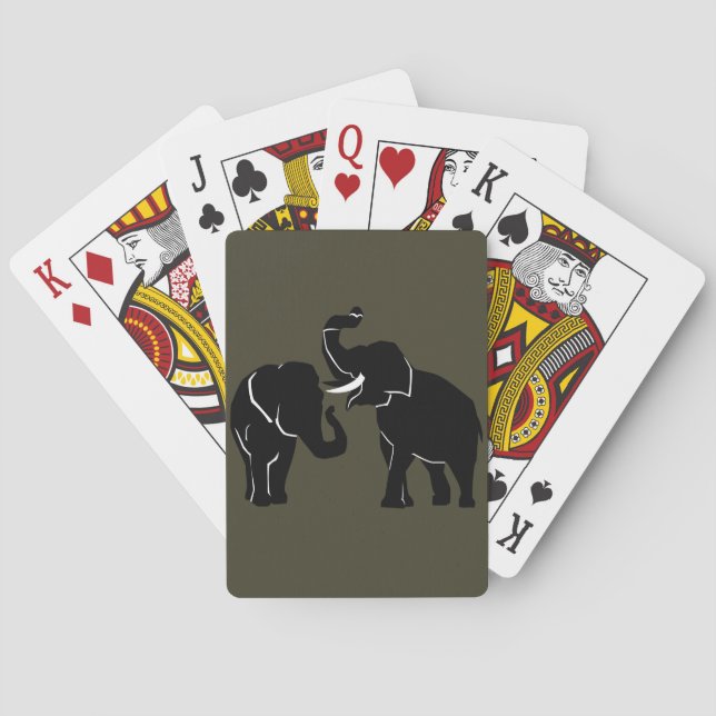 Couple Elephant Playing Cards - Choose Colour (Back)