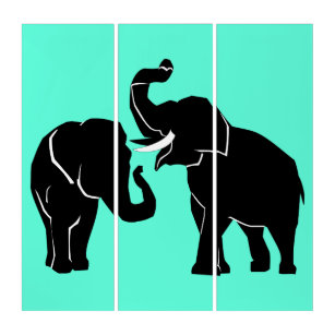 Couple Elephant Triptych - Custom Colours