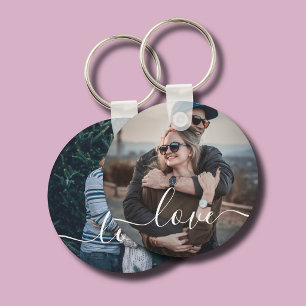 Couple Engagement 2 Photo Love Script Key Ring