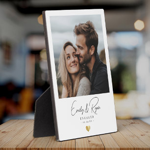 Couple Engagement Gift Gold Heart Keepsake Plaque