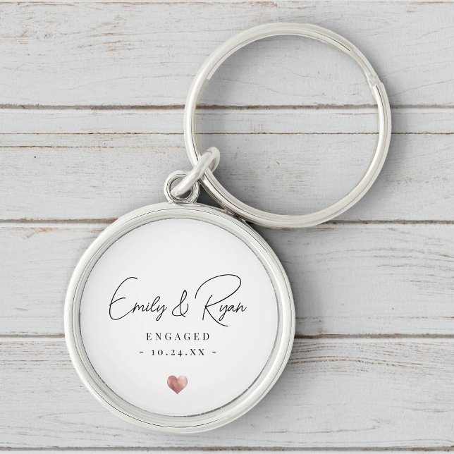 Couple Engagement Rose Gold Heart Keepsake Key Ring (Creator Uploaded)