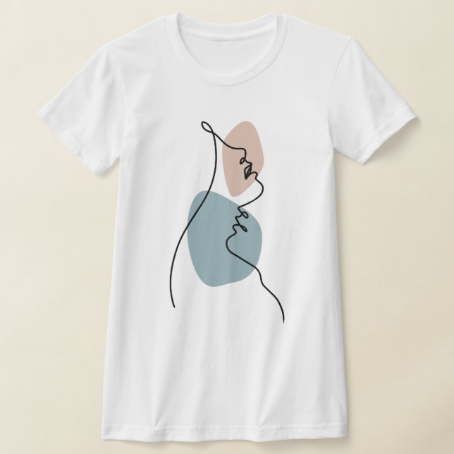  Couple Face Line Art T-Shirt (Laydown)