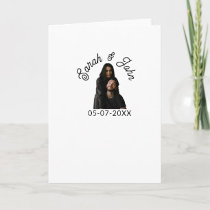 Couple face photo add name date simple wedding  card