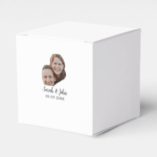 Couple face photo add name date simple wedding  favour box