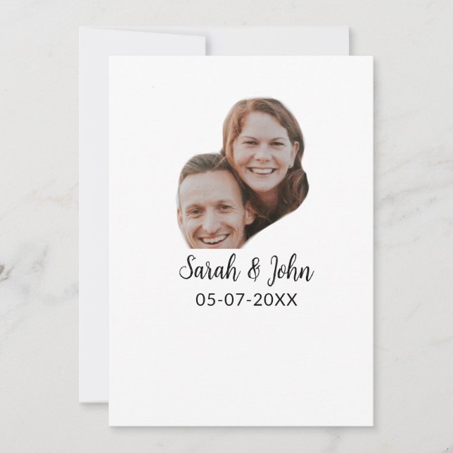 Couple face photo add name date simple wedding  invitation (Front)