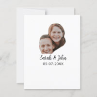 Couple face photo add name date simple wedding