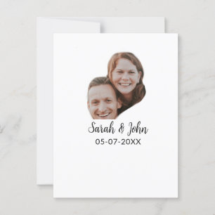 Couple face photo add name date simple wedding  postcard