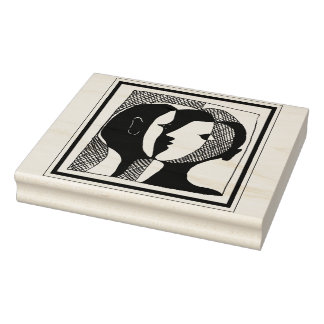 Couple Faces Rubber Design Stamp