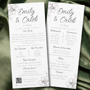 Couple Facts Black and White Floral Wedding Programme