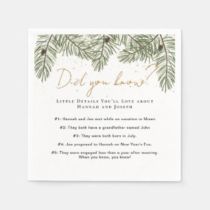 Couple Facts Pine & Gold Christmas Festive Wedding Napkin
