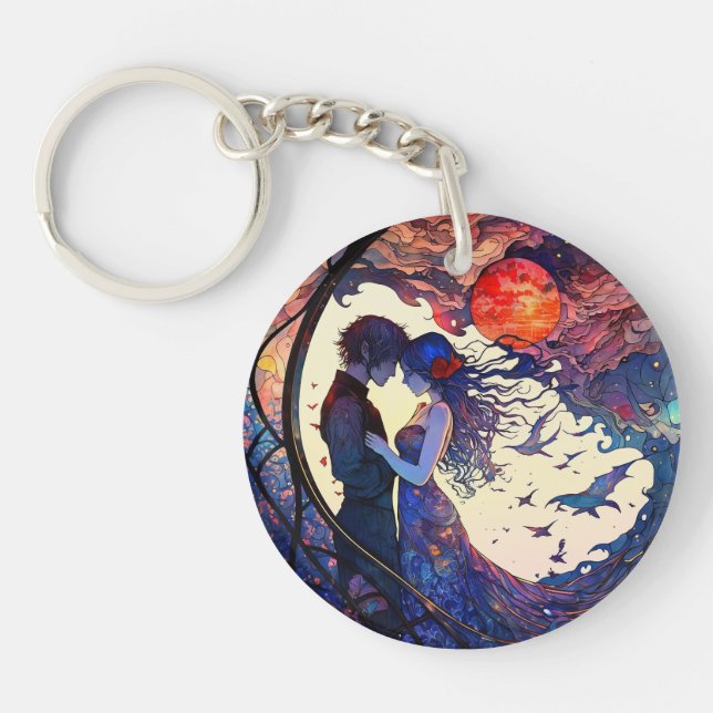 Couple Faux Stained Glass Acrylic Keychain (Front)