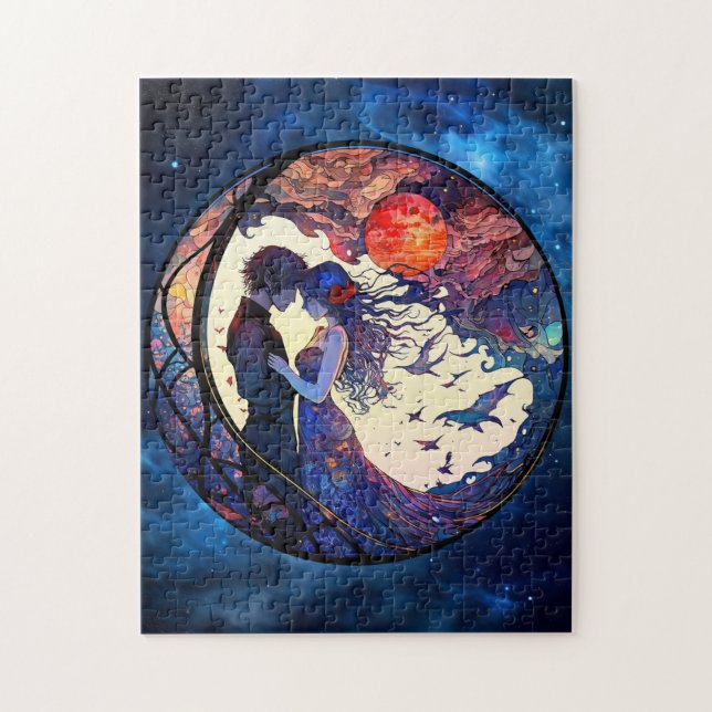 Couple Faux Stained Glass Puzzle (Vertical)