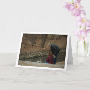 Couple Feeding Duck in San Vicente Park Card