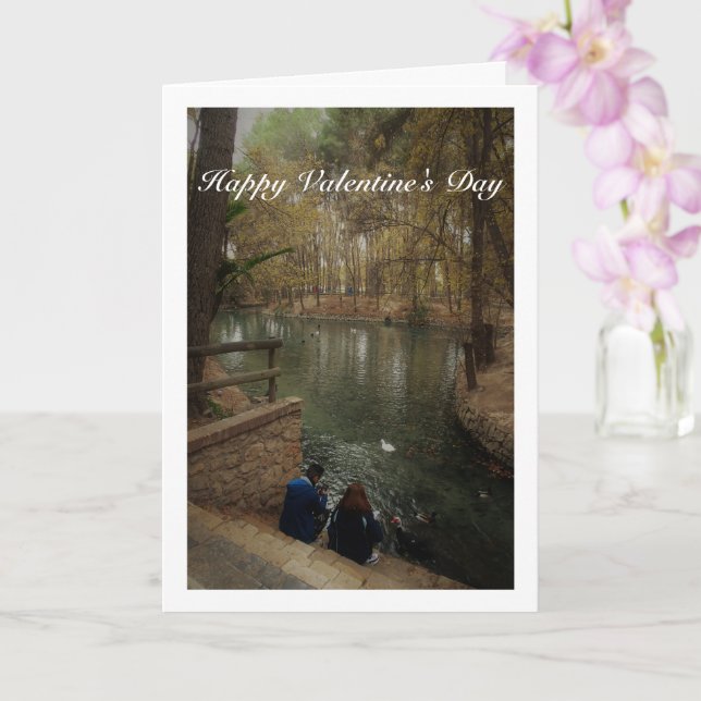 Couple Feeding Ducks in San Vicente Park Card (Orchid)