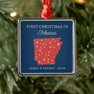 Couple First Christmas In Arkansas USA State Metal Tree Decoration