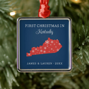 Couple First Christmas In Kentucky USA State Metal Tree Decoration
