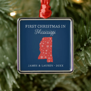 Couple First Christmas In Mississippi USA State Metal Tree Decoration