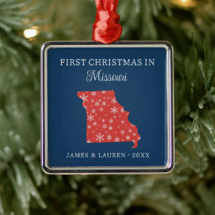 Couple First Christmas In Missouri USA State Metal Tree Decoration
