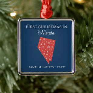 Couple First Christmas In Nevada USA State Metal Tree Decoration