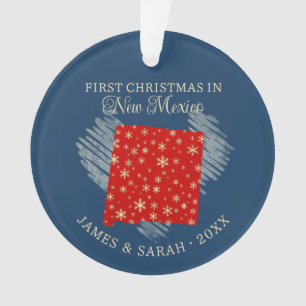 Couple First Christmas In New Mexico State Blue Ornament