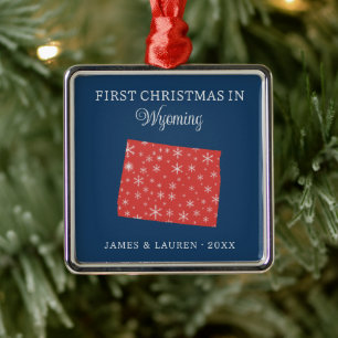Couple First Christmas In Wyoming USA State Metal Tree Decoration