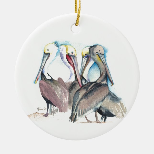 Couple First Christmas Ornament Pelicans (Front)