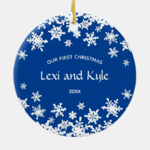 Couple First Christmas Snowflake Ceramic Ornament